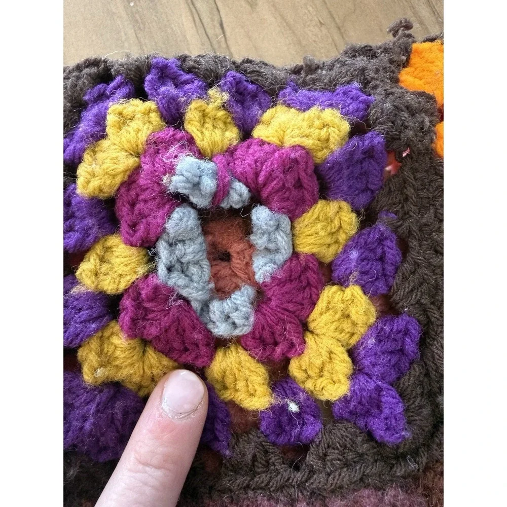Granny Square Afghan Crochet Handmade Blanket  Approx 50x59